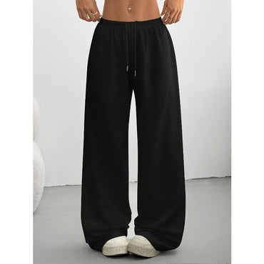 Ladies' Casual Simple Solid Color Loose Wide Leg Autumn and Winter Sweatpants Are Comfortable and Warm, Suitable for Daily Wear