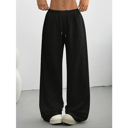 Ladies' Casual Simple Solid Color Loose Wide Leg Autumn and Winter Sweatpants Are Comfortable and Warm, Suitable for Daily Wear
