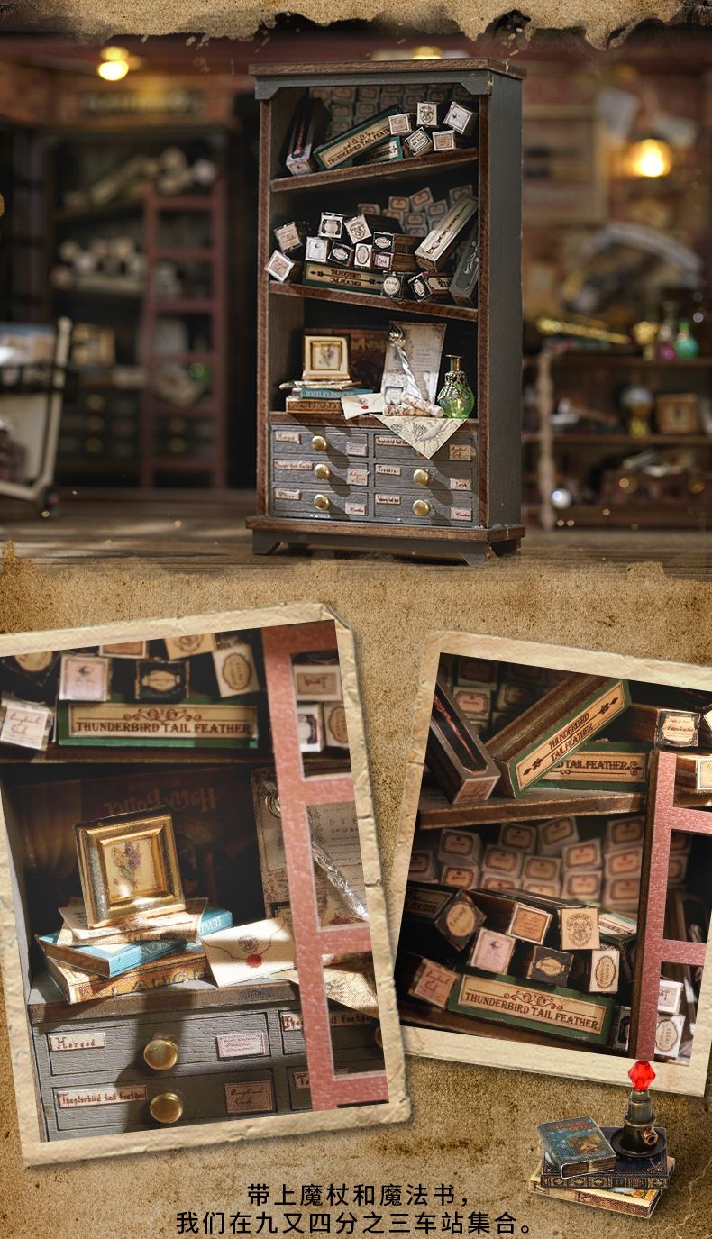 Magic Shop DIY Wooden Dollhouse Miniature Doll House Kit with Furniture Roombox Retro Home Model Toy for Children Gift