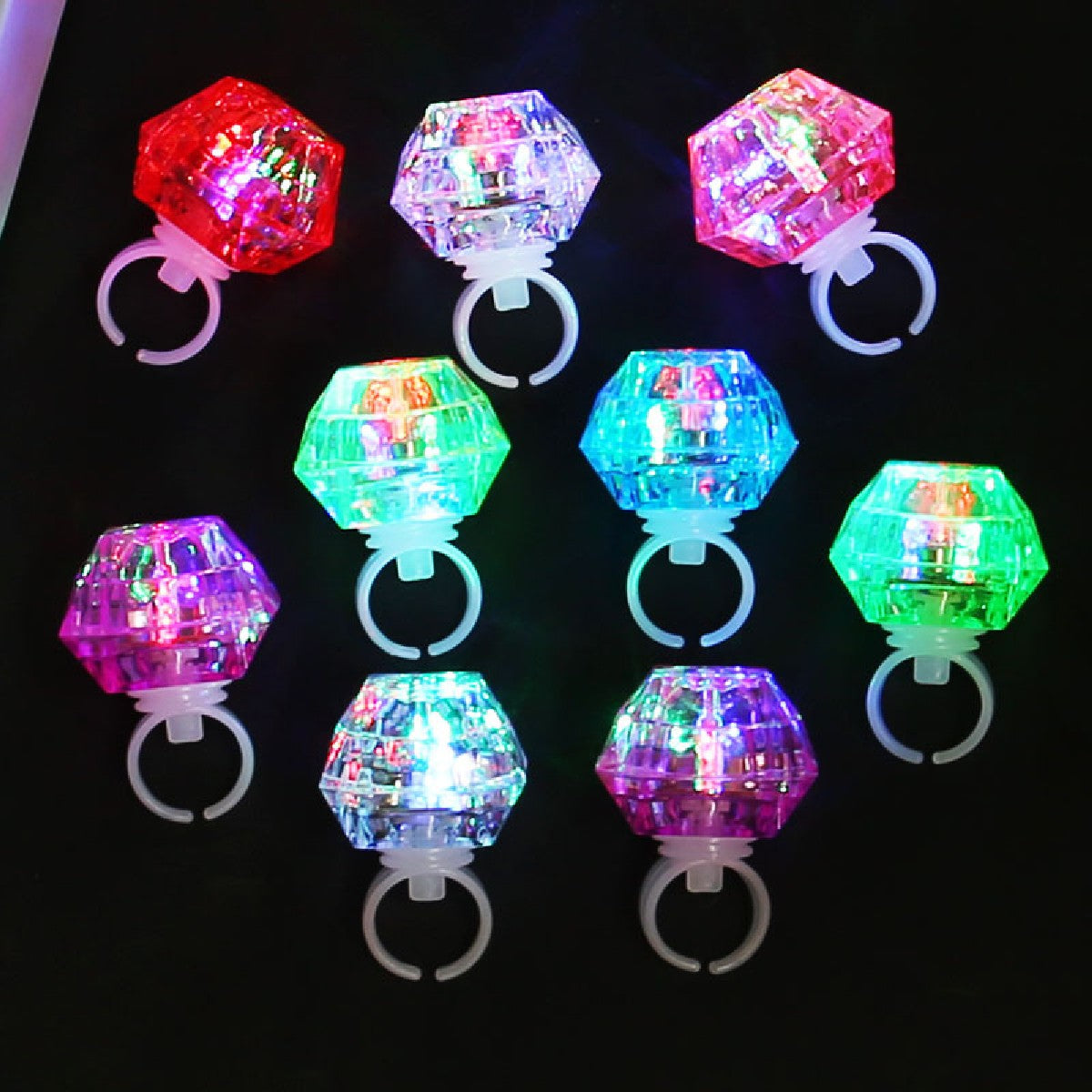 LED Light Up Diamond Rings, Flashing Glow in the Dark Party Favors for Bachelorette, Wedding, Bridal Shower, Birthday Kids