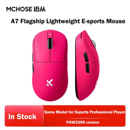 Mouse sem fio MCHOSE A7 Pro Ultra Tri-Mode para jogos E-sports PAW3950 Leve 42000dpi 8K Baixa Latência Ergonômico 500mAh