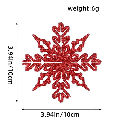 12PCS Pink Glitter Plastic Snowflake Decorations 10cm Christmas Tree Hollow Snowflake Pendants New Year Party Festival Supplies