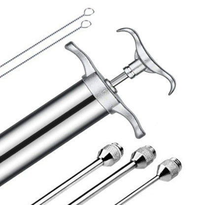 Conjunto de Injetor de Temperos em Aço Inoxidável para Carne, Peru, Frango, Injetor de Sabor, Molho de Cozinha, Injeção de Marinada, Acessórios de Cozinha Doméstica