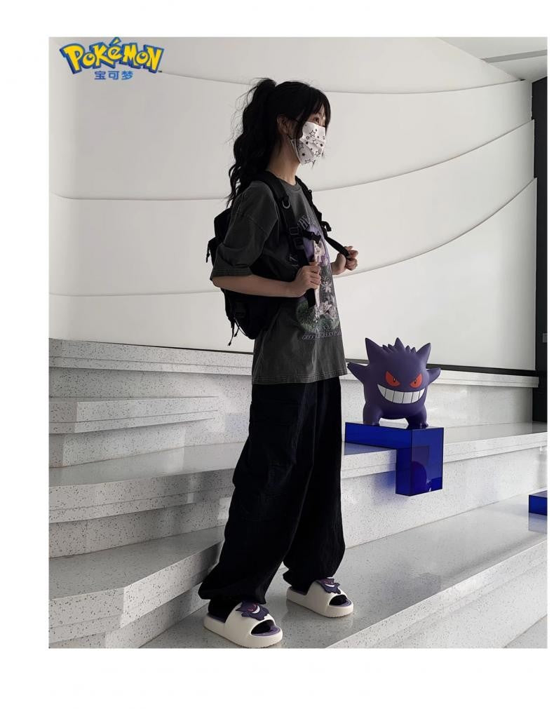 Kawaii Pokemon Anime Peripherals Gengar Cartoon Outdoor Sandals Summer Home Shoes Flip Flops Birthday Gift