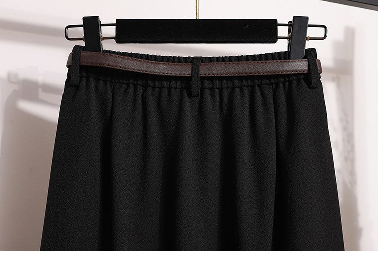 2025 Plus Size Skirts for Women Autumn Elegant Solid Women's Wrap Umbrella Skirts Korean High Waisted Suit Pleated Skirt