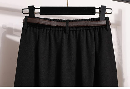 2025 Plus Size Skirts for Women Autumn Elegant Solid Women's Wrap Umbrella Skirts Korean High Waisted Suit Pleated Skirt