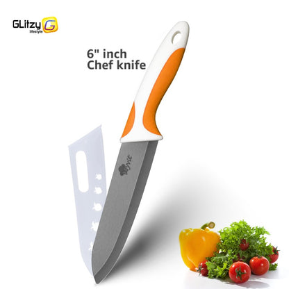Faca de Cozinha Chef Inoxidável Faca de Cerâmica para Frutas Faca Utilitária Doméstica para Fatiar Legumes Lâminas Pretas Afiadas para Cozinhar