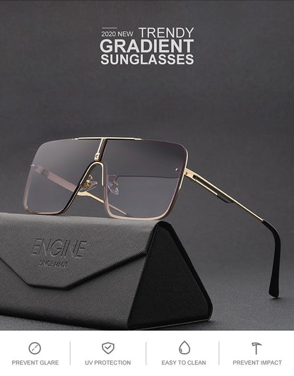 Óculos de sol quadrados oversized para homens, armação grande, 2025, design de marca de luxo, armação de metal, óculos de sol masculinos, óculos retrô