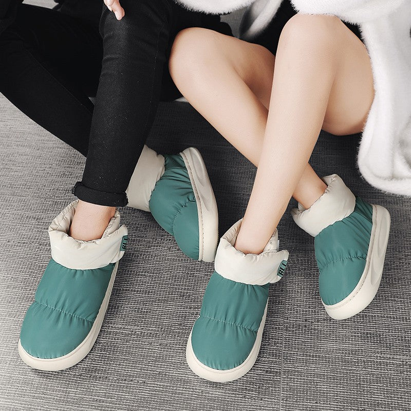 Outdoor Plush Warm Men's Snow Boots Winter Couple Cotton Shoes Down Non-Slip Waterproof Fashion Kids Shoes Slip on Soft Sneakers