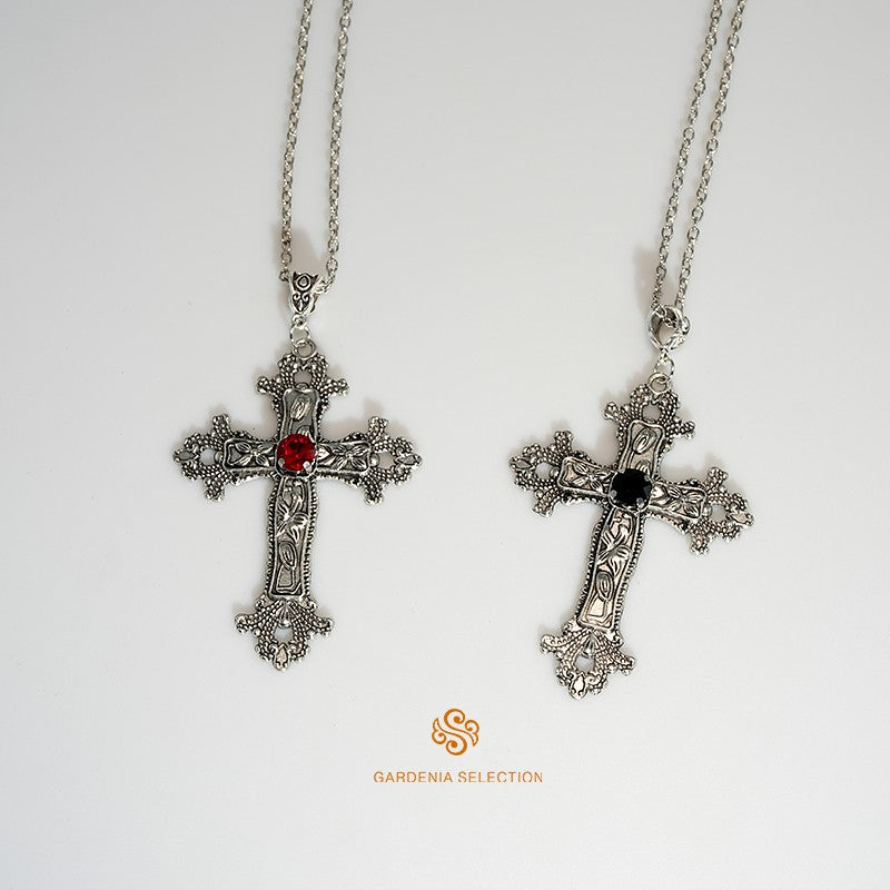 Colar com Pingente de Cruz de Cristal Estilo Punk Gótico Colar de Clavícula Joias Estéticas Presentes para Festa Masculino Feminino