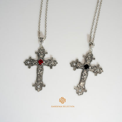 Colar com Pingente de Cruz de Cristal Estilo Punk Gótico Colar de Clavícula Joias Estéticas Presentes para Festa Masculino Feminino