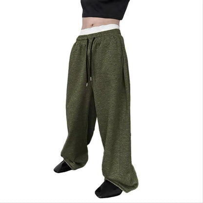 2025 men's wide leg sweatpants, European and American men's and women's sweatpants, waist drawstring straight leg loose casual s