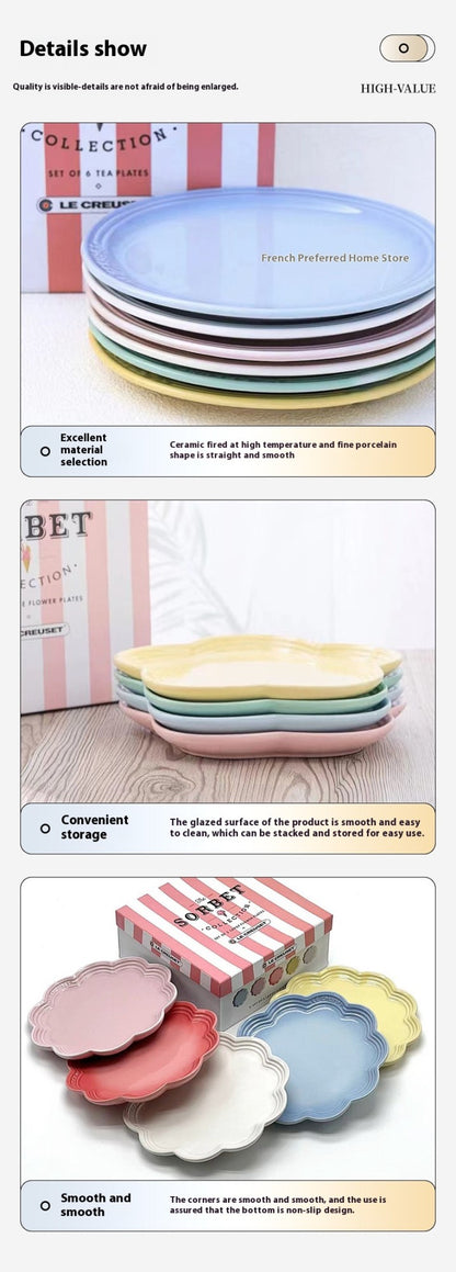 Conjunto de Pratos de Cerâmica Le Creuset Cool Color Resistente a Altas Temperaturas 18cm/23cm Prato de Flor Louça de Cozinha e Mesa