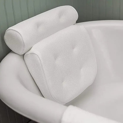 1 spa bathtub pillow with anti slip suction cups for neck and back support, bathtub/bathroom accessory