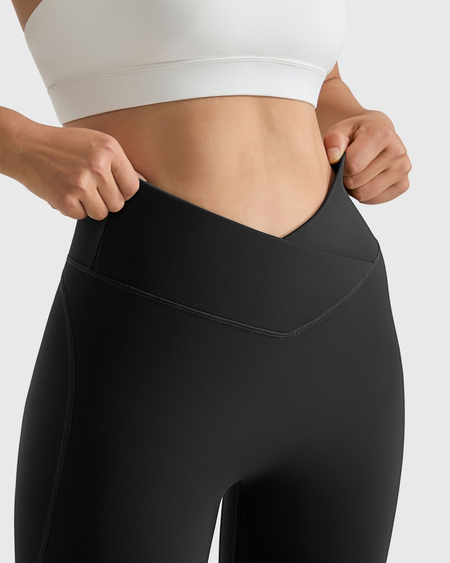 Women V Cross Waist Butt Lifting Leggings with Pockets High Waist Yoga Pants Workout Running Gym Fitness Sports Leggings Female