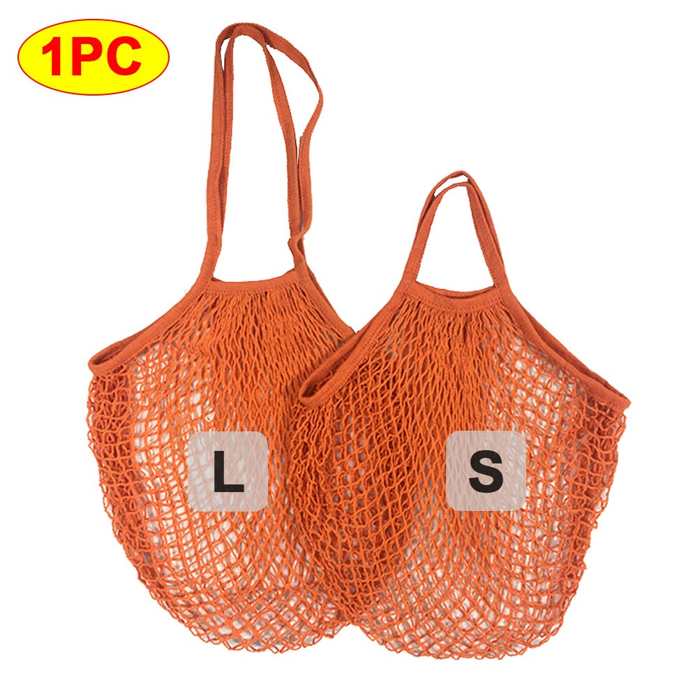 Silicone World 1PC Portable Reusable Grocery Mesh Bag Cotton Shopping Mesh Bags Handheld Shoulder Back Fruit Vegetable Net Bag