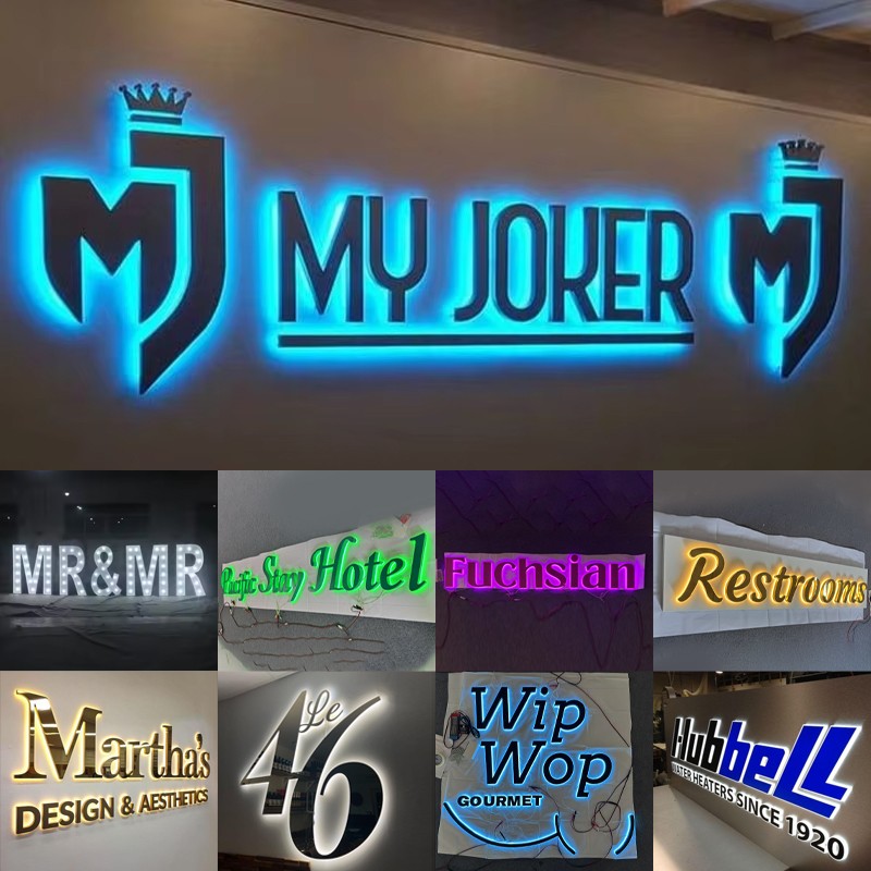 Custom Business Sign Large Illuminated Logo Metal 3D LED Letter Durable LED Backlit Signage Name Outdoor Shop Door Head