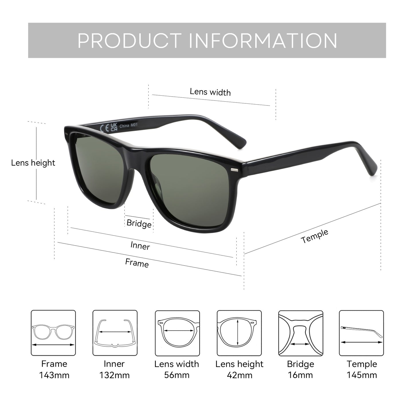 ZENOTTIC Trendy Polarized Sunglasses UV400 Protection Acetate Square Sun Glasses Classic Design Shade for Women Men