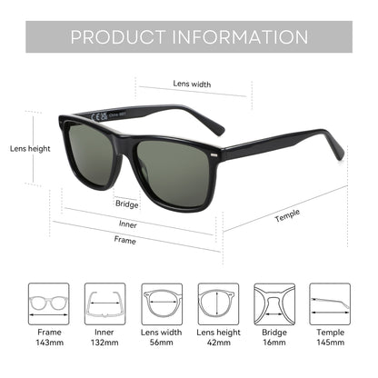 ZENOTTIC Trendy Polarized Sunglasses UV400 Protection Acetate Square Sun Glasses Classic Design Shade for Women Men
