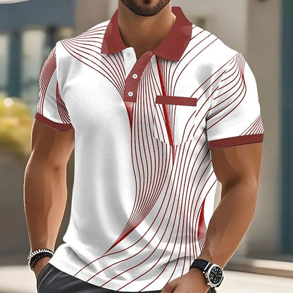 Summer Fashion Short Sleeve Men's Polo Shirts Stripe 3d Print Lapel Man Top High Quality Oversized Male Shirt Casual Clothing