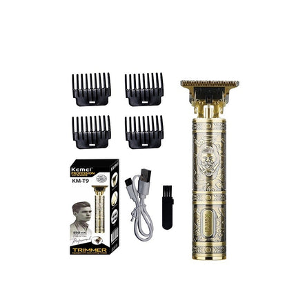 Kemei Electric Hair Clipper Cordless Trimmer Rechargeable T Shape Blade with Guide Combs Oil Head Carving Haircut KM-T9