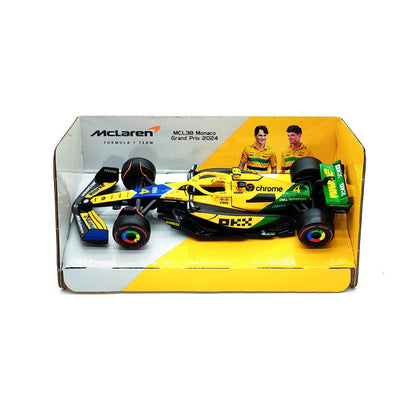 Bburago 1:43 2024 F1 Mclaren MCL38 Grande Prêmio de Mônaco Carro de Liga Miniatura Modelo Diecast #4 Lando Norris #81 Oscar Piastri Brinquedo