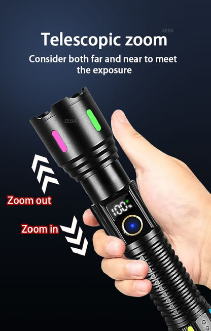 60000000LM Most Powerful Led Flashlight 3500M Long Range Torch High Power Led Flashlights Rechargeable Strong Tactical Lantern