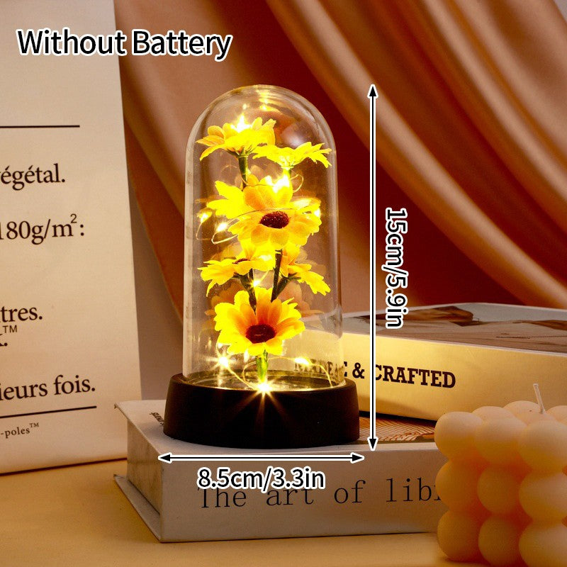 Eternal Rose Flowers Artificial Foil Flower in Glass Glow Immortal Flower LED Roses Lamp Flores Eternas Christmas Lover Gift