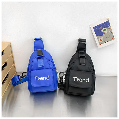 Bolsa de ombro infantil de cor lisa com letras simples, moderna, de nylon, para crianças, bolsa transversal, fofa, casual, para meninos, pochete, bolsa de mão