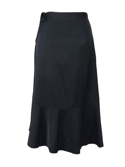 Plus Size 2025 New Women's Irregular Layered Solid Colour Half-body Skirt Polyester Versatile Elastic Waist Temperament Elegant