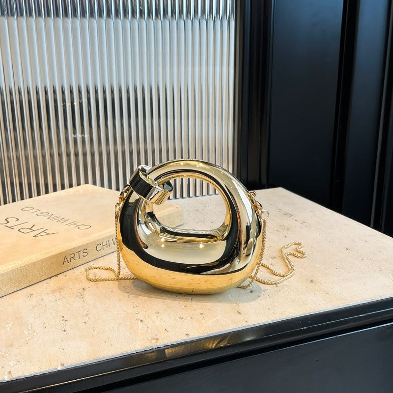 Fashion Crescent Mini Acrylic Chain Evening Bag for Women, Shoulder and Crossbody Bag