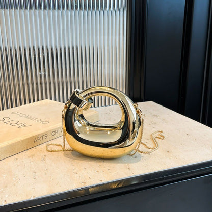 Fashion Crescent Mini Acrylic Chain Evening Bag for Women, Shoulder and Crossbody Bag