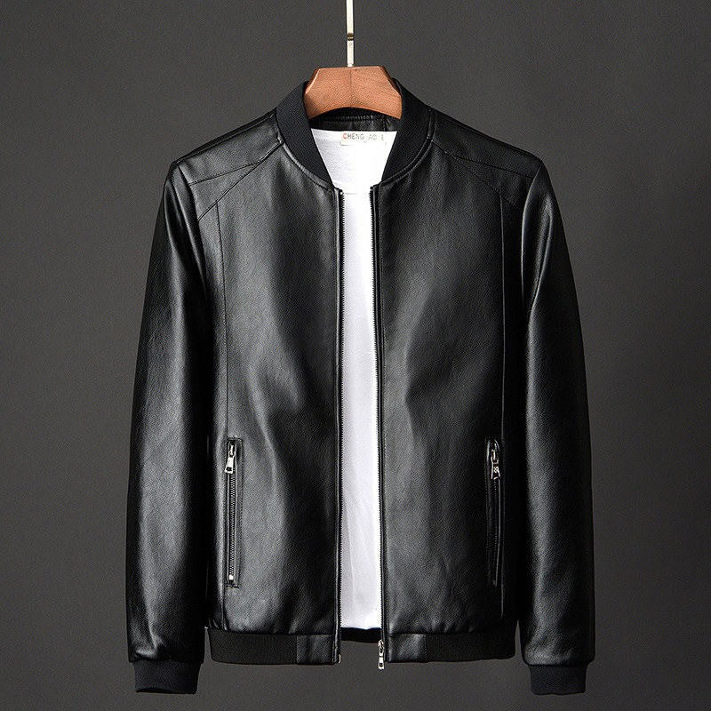Men's Leather Jacket Bomber Motorcycle Jacket Men Fashion Causal Solid Moto Biker PU Baseball Leather Outerwear Plus Size 7Xl