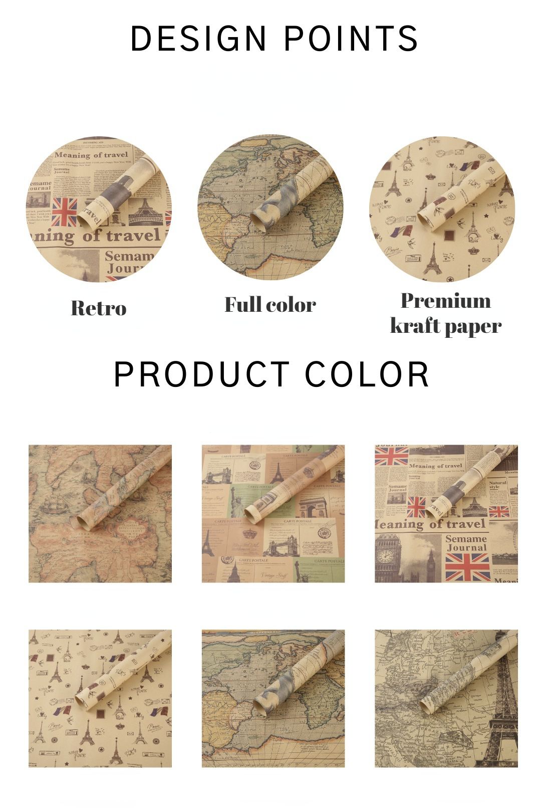 Fold Retro Kraft Gift Wrapping Paper Worldmap Christmas Gift Paper Newspaper Craft Valentine's Day Birthday Gift RegularPaper
