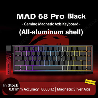 Teclado Gamer Switch Magnético MADLIONS MAD 60/68HE Com Fio Drive Web Custom 8K 61/68 Retorno RT Ajustável Hot Swap