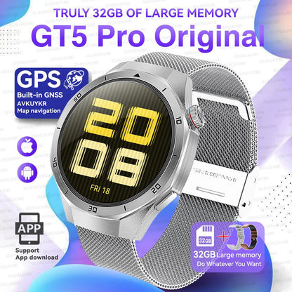 GT5 Pro Smart Watch Global Version 32GB Memory GPS navigation NFC Music Video play Call Titanium alloy Waterproof Smartwatch 5