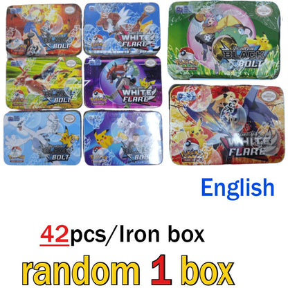Hot 41/42/48/68/118/210 Caixa de Ferro Pok é mon Pikachu Trading Game Card PTCG Mewtwo Sylveen Série de Brinquedos Anime Battle Card