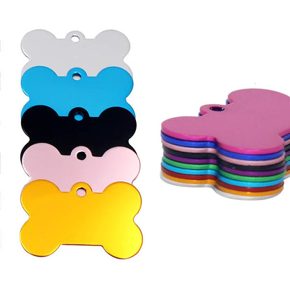 Aluminum Alloy Pet ID Tags 10Pcs Bone Shaped Blank Engraved Dog Cat Name Phone Number Identification Card Tags
