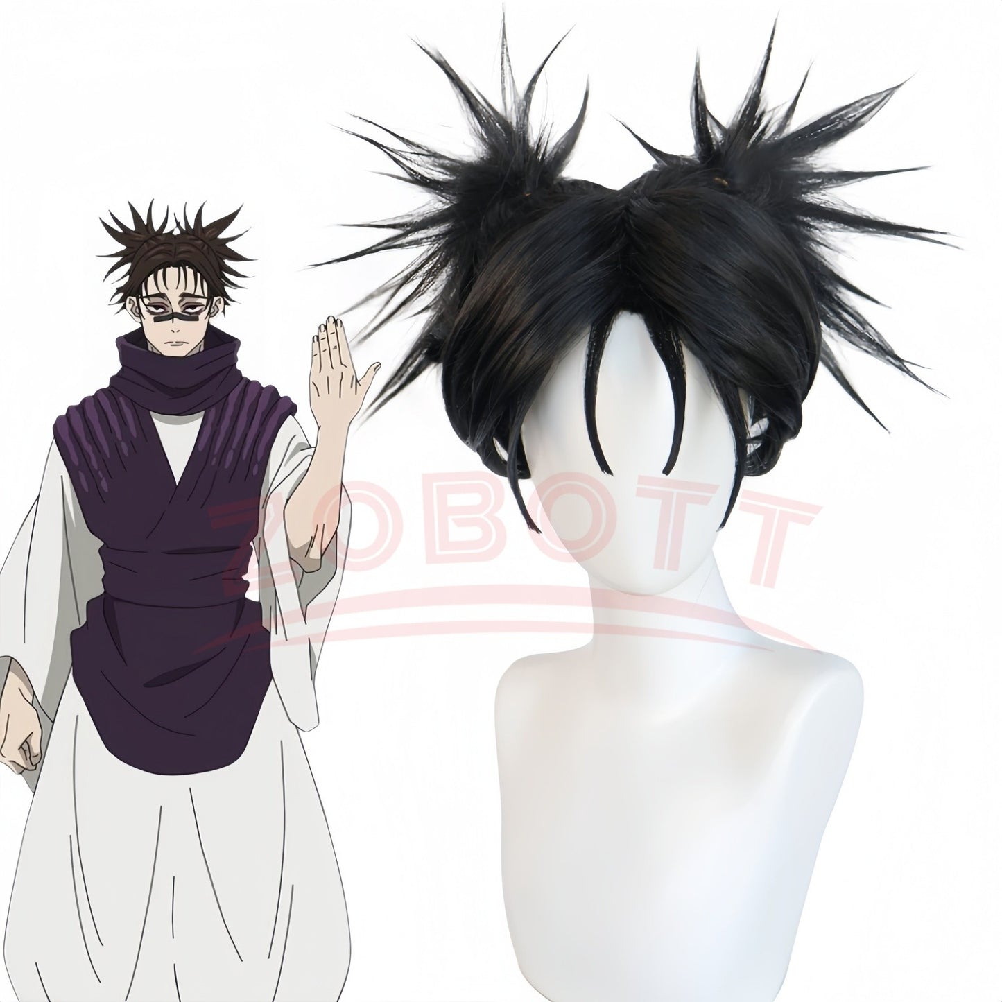 Jujutsu JJK Manga Choso Cosplay Wig Anime Jujutsu Kaisen Black Double Ponytail Hair Sticker Itadori Yuji Halloween Wig Women Men
