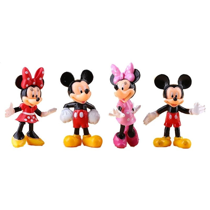 Disney Anime 4pçs/conjunto de figuras de ação de PVC Mickey e Minnie Mouse, brinquedos para crianças