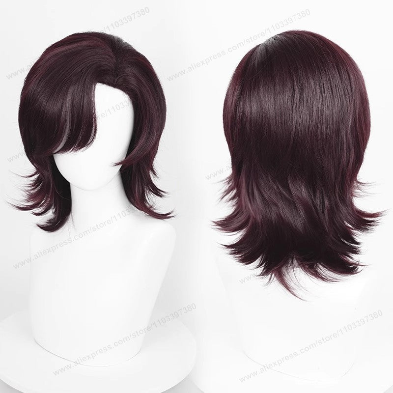 Anime 44cm Medium Basic Synthetic Side Part Hair Cosplay Wig Black White Red Silver Pink Blue Women Man Heat Resistant Hairs