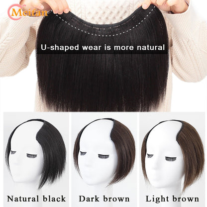 MEIFAN Peruca Sintética Longa e Lisa em U com Meia Cabeça para Mulheres, Clipes Pretos e Castanhos em Extensão de Cabelo, Apliques Naturais e Falsos