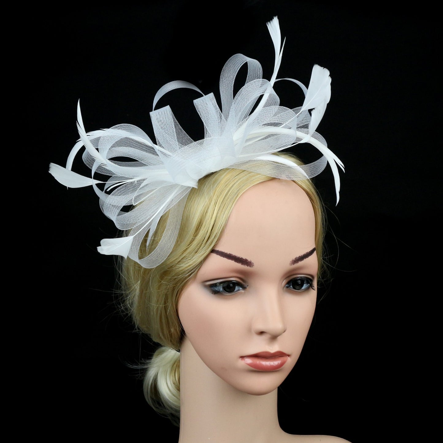 Chapéu Fascinator Feminino Chique Coquetel Casamento Festa Igreja Acessório de Cabelo Moda Pena Grampo de Cabelo Noiva
