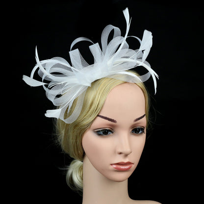 Chapéu Fascinator Feminino Chique Coquetel Casamento Festa Igreja Acessório de Cabelo Moda Pena Grampo de Cabelo Noiva