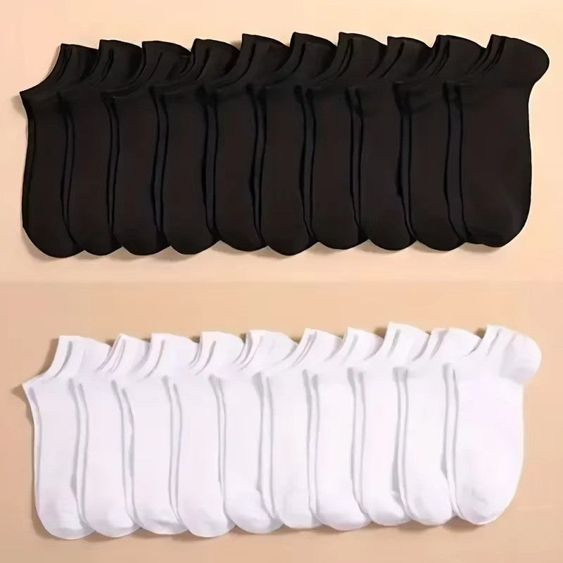 10 or 20 or 40 Pairs Unisex Solid Cotton Socks Men Women Low Cut Ankle Socks Bulk Black White Grey Socks Soft Lightweight