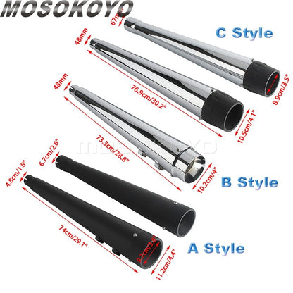 Motorcycle Tappered Slip-On Exhaust Pipe For Harley Touring Street Road Electra Glide Road King FLHR FLHX FLTRX FLHTK 2017-2023