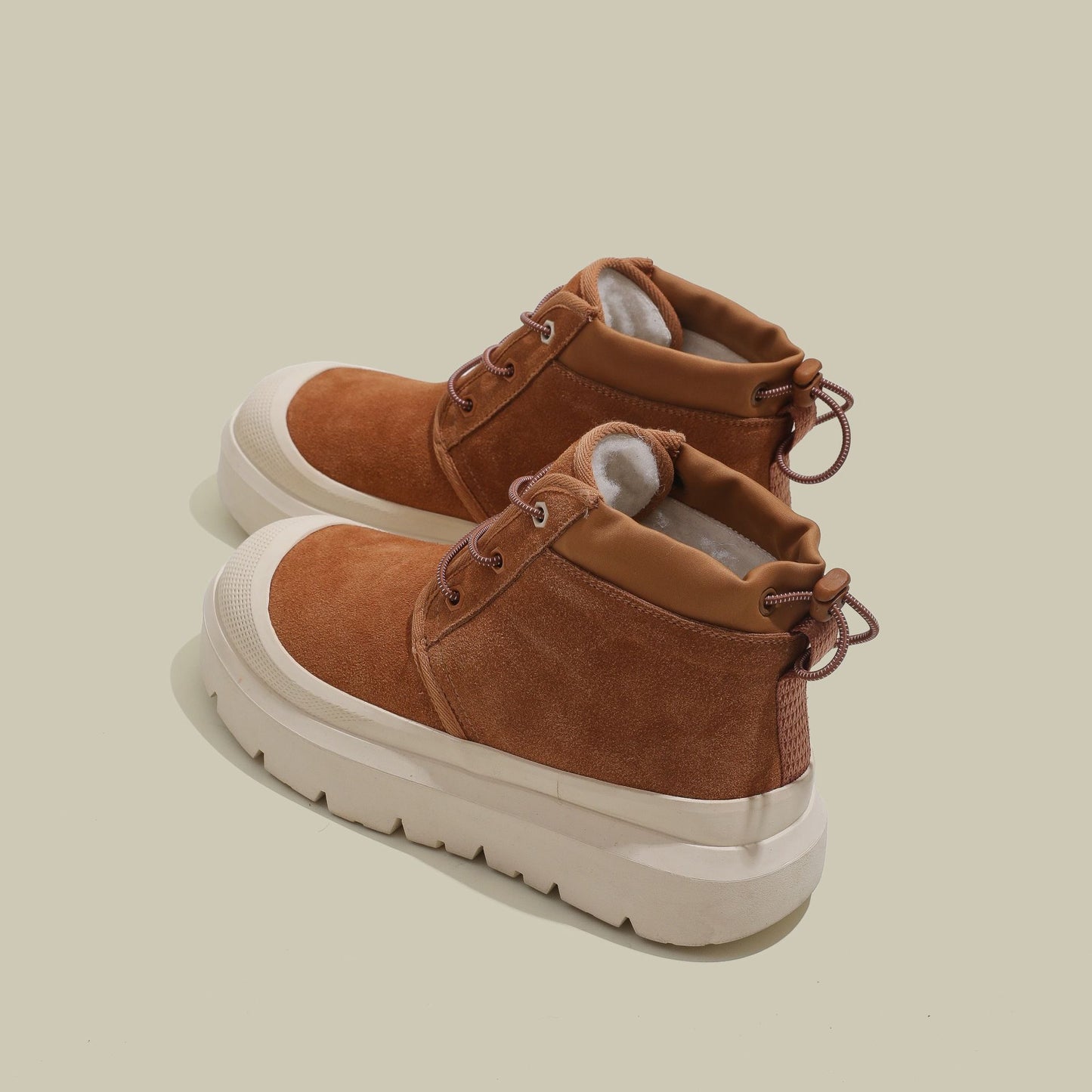 Fujin 4cm New Synthetic Suede Genuine Leather Spring Autumn Ankle Booties Chunky Sneakers High Brand Big Size Plush Women Shoes