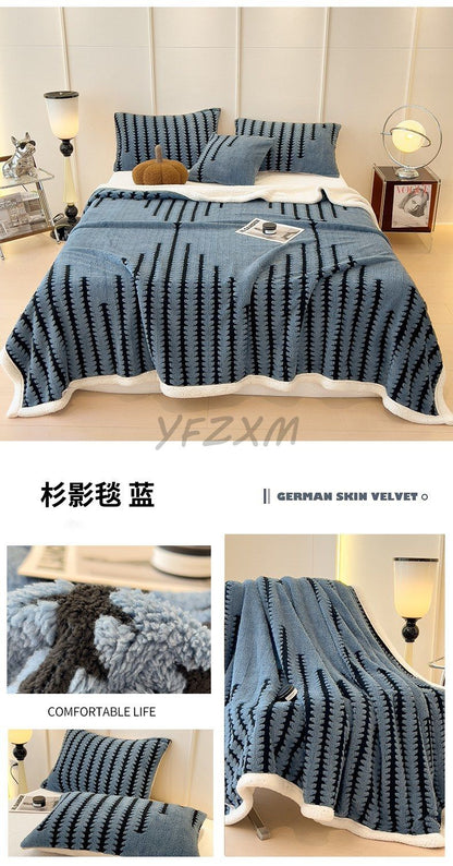 Super Thick and Warm Flannel Blanket Super Soft Fluffy Queen Size Bed Blanket Cozy Skin-friendly Multifunctional Nap Blanket