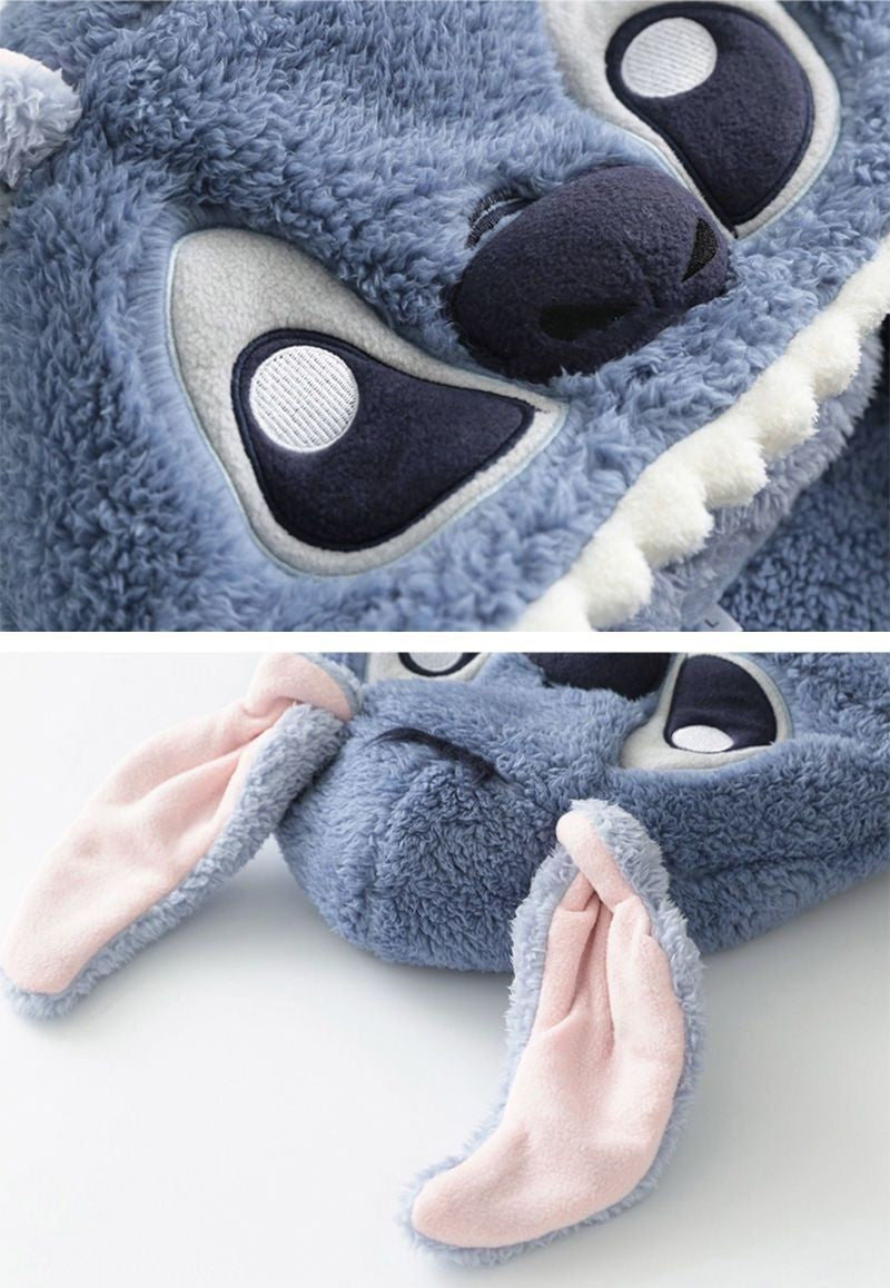 Disney Stitch Winter Pajamas Cartoon Autumn And Winter Cute Coral Thickened Velvet Long Home Clothes Pajamas Girls Home Clothes