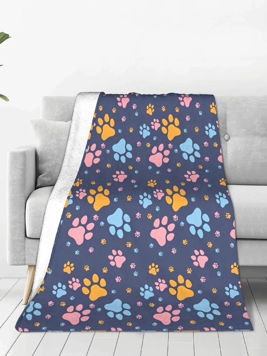 Manta de Pelúcia Super Quentinha Pés Peludos Estampada para Animais em Flanela para Quarto, Colcha Perfeita, Ideia de Presente